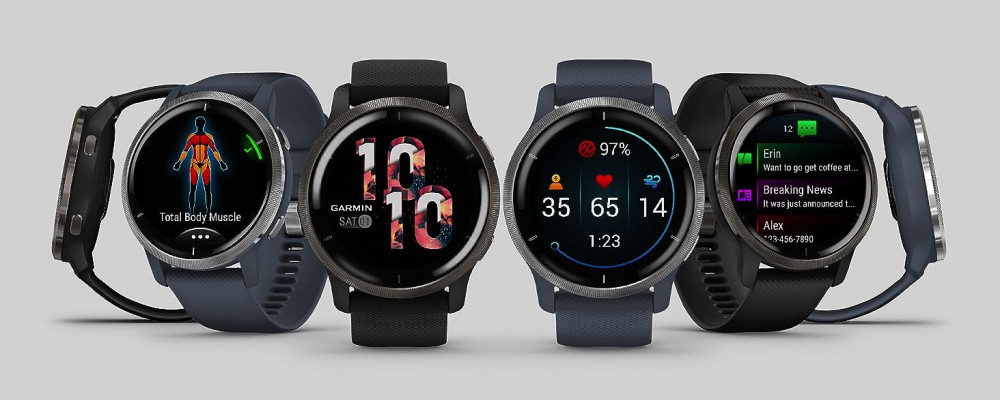 Garmin Venu 2 watches posed for visual effect.