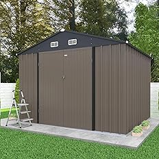 Patiowell 10x8 FT Outdoor Storage Shed, Large Garden Tool Metal Shed with Sloping Roof and Double Lockable Door for Backyard 
