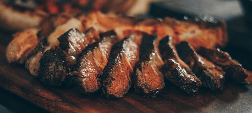mouth watering sliced brisket cut into delicious strips.
